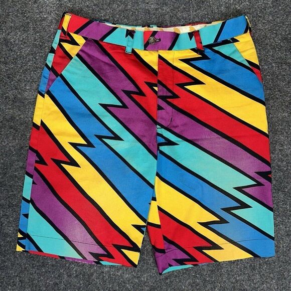 Loudmouth Shorts Mens 36 Colorful Golf Chino Geometric Mid Rise Casual 11" Adult - Picture 1 of 8